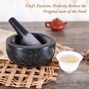 img 3 attached to Large Size 6.5 Inch 7 Lb Granite Mortar & 🌿 Pestle - Natural Stone Grinder for Spices, Seasonings, Pastes, Pestos, and Guacamole