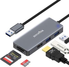 img 4 attached to Streamlined USB to HDMI Adapter: Upgrade Your Monitor Setup with 5-in-1 Hub, HDMI 1080p, USB Ports, and Card Reader