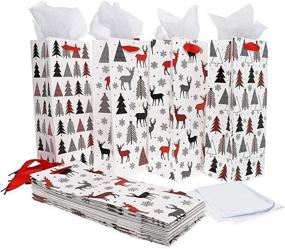 img 4 attached to Pack of 12 White Christmas Gift Bags with Tissue Paper - Wine Bag (5 x 13.6 x 4 in)