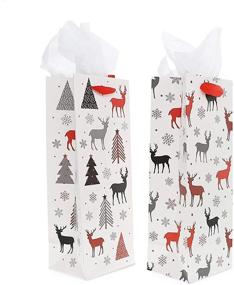 img 1 attached to Pack of 12 White Christmas Gift Bags with Tissue Paper - Wine Bag (5 x 13.6 x 4 in)