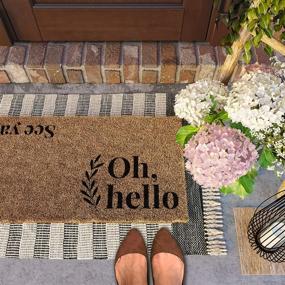 img 3 attached to 🚪 Barnyard Designs 'Oh Hello, See Ya' Doormat - Non-Slip Indoor/Outdoor Rug, Farmhouse Welcome Mat for Porch Entrance and Home Entryway Decor – 30" x 17