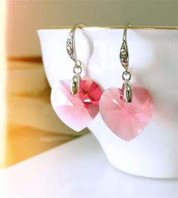 img 1 attached to 💖 Amethyst Pink Heart Crystal Earrings for Women, Drop Dangle Fishhook Earrings - Perfect Mother's Day Gifts for Her!