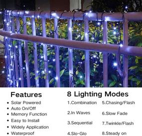 img 1 attached to 🎄 White Solar Christmas Lights: 72ft 200 LED 8 Modes - Perfect Tree, Window, and Garland Decoration Lights, Waterproof & Outdoor/Indoor Use - Solar Powered for Energy Efficiency - Ideal Christmas Gifts