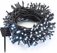 🎄 white solar christmas lights: 72ft 200 led 8 modes - perfect tree, window, and garland decoration lights, waterproof & outdoor/indoor use - solar powered for energy efficiency - ideal christmas gifts logo