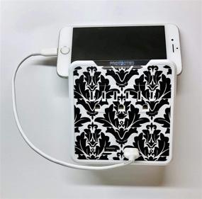 img 4 attached to 🔌 Glamsockets Decorative Wall Mount Surge Protector: Dual USB Charging Ports, Phone Holder, and 3 Outlets - Damask Provence Design