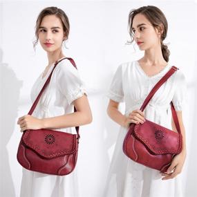 img 3 attached to Vintage Leather Crossbody Satchel Handbags & Wallets for Women