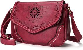 img 4 attached to Vintage Leather Crossbody Satchel Handbags & Wallets for Women