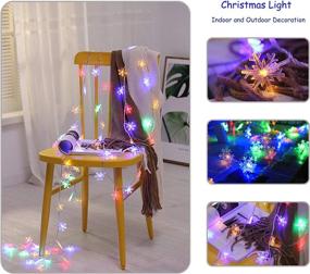 img 1 attached to 🎄 16.9ft 40LED Christmas Snowflake Lights - Waterproof Fairy String Lights for Xmas Garden Patio Bedroom Party Birthday - Indoor & Outdoor Decoration Celebration Lighting, Battery-Operated - Multi-Color