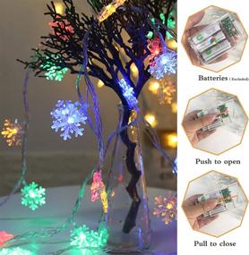 img 2 attached to 🎄 16.9ft 40LED Christmas Snowflake Lights - Waterproof Fairy String Lights for Xmas Garden Patio Bedroom Party Birthday - Indoor & Outdoor Decoration Celebration Lighting, Battery-Operated - Multi-Color