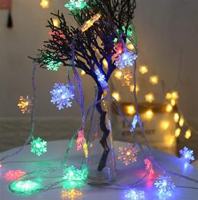 img 4 attached to 🎄 16.9ft 40LED Christmas Snowflake Lights - Waterproof Fairy String Lights for Xmas Garden Patio Bedroom Party Birthday - Indoor & Outdoor Decoration Celebration Lighting, Battery-Operated - Multi-Color