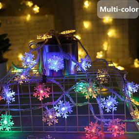 img 3 attached to 🎄 16.9ft 40LED Christmas Snowflake Lights - Waterproof Fairy String Lights for Xmas Garden Patio Bedroom Party Birthday - Indoor & Outdoor Decoration Celebration Lighting, Battery-Operated - Multi-Color