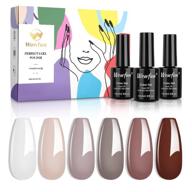 💅 wowfun gel nail polish kit - soak off classic coffee neutral beige brown white - 6 colors 10ml - all seasons popular gel polish kit for nail gel art manicure - use at home or salon logo