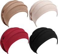 soft cotton slouchy beanies hats for women - syhood 4-piece stretchy sleep cap headwear logo