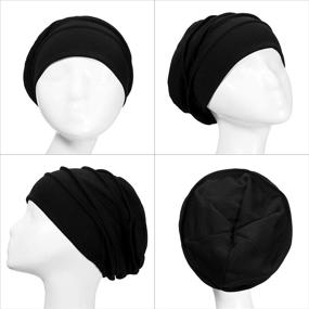 img 1 attached to Soft Cotton Slouchy Beanies Hats for Women - Syhood 4-Piece Stretchy Sleep Cap Headwear