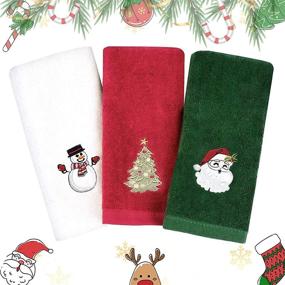 img 4 attached to 🎄 Набор из 3 рождественских ручных полотенец LucaSng - полотенца для посуды из 100% хлопка, моющие салфетки, 12 x 18 дюймов, супер мягкие кухонные махровые полотенца, декоративные домашние полотенца для ванны - подарок - красный, белый, зеленый.