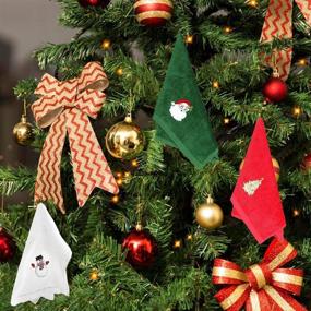 img 1 attached to 🎄 Набор из 3 рождественских ручных полотенец LucaSng - полотенца для посуды из 100% хлопка, моющие салфетки, 12 x 18 дюймов, супер мягкие кухонные махровые полотенца, декоративные домашние полотенца для ванны - подарок - красный, белый, зеленый.
