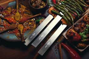 img 1 attached to 🍢 HOM 8 pcs Kabob Skewers - 1" Wide, 23.5" Long, Heavy Duty Stainless Steel with No-Wood Handle and Carrying Case - Ideal for Koobideh Kebab Persian/Brazilian Style