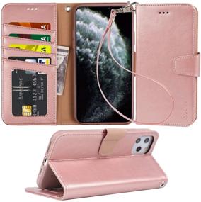 img 4 attached to 📱 Arae iPhone 11 Pro Max Case | Credit Card Holder & Wrist Strap | Rosegold