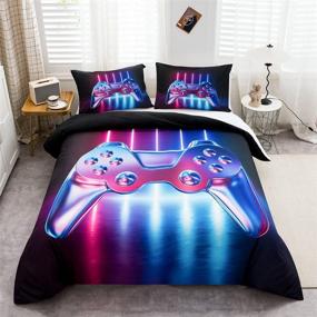 img 4 attached to 🎮 Stylish Boys Gamer Bedding Set: Modern Gradient Gamepad Design for Kids & Teens, Twin Size Comforter Cover with Pillowcase