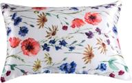 🌸 dushow standard size white satin floral pillowcases set of 2 - soft and cozy pillow covers for hair and skin, silky with zipper closure - white flower design (20"x26") логотип