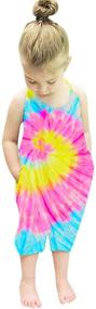 img 3 attached to Nirovien Tie Dye Harem Strap Romper for Toddler Girls - One Piece Summer Outfit in Sizes 2-6Y