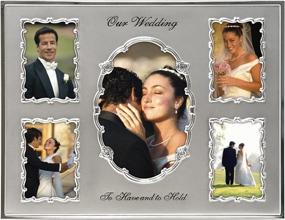 img 4 attached to Malden International Designs - Two Tone Wedding Collage Picture Frame, 5 Option - 1-4x6 & 4-3.5x5, Silver