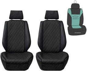 img 4 attached to FH Group NeoSupreme Seat Protectors (Black) Front Set With Gift - Universal Fit For Cars