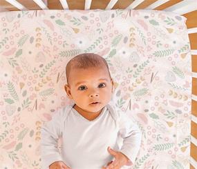 img 3 attached to The Peanutshell Pink Floral and Woodland Animals Crib Sheet Set for Baby Girls - 2 Pack Set