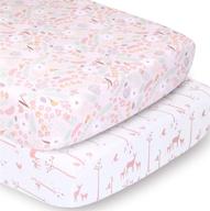 the peanutshell pink floral and woodland animals crib sheet set for baby girls - 2 pack set logo