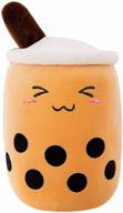 🧸 причудливая и очаровательная плюшевая игрушка боба длиной 19,68 дюймов: идеальная подушка в виде пузырчатого молочного чая для детей (коричневая) логотип