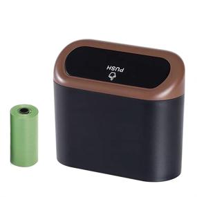 img 4 attached to 🚗 CZWL&HG Portable Hanging Mini Car Trash Can: Lid, Waterproof, Odorless, Brown