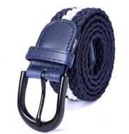 👔 braided elastic and leather belt with buckle for men's fashion accessories logo