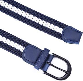 img 2 attached to 👔 Braided Elastic and Leather Belt with Buckle for Men's Fashion Accessories