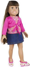 img 3 attached to 👚 Кукольный набор "Denim Skirt Outfit" коллекции Springfield от Fibre Craft: розовая блузка и в горошек туфли - стильная и модная одежда для кукол.