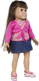 img 1 attached to 👚 Fibre Craft The Springfield Collection Denim Skirt Outfit: Pink Shirt and Polka Dot Shoes - Stylish & Trendy Fashion for Dolls
