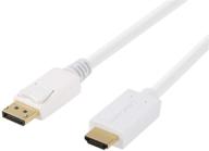 6ft cablecreation active dp to hdmi cable (dp1.2) - 4k x 2k & 3d audio/video, eyefinity multi-screen support, 1.8m, white logo