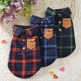 img 1 attached to 🐕 Stylish England Plaid Dog Clothes: Warm Flannel T-Shirt for Small/Medium Pets - BBEART Pet Apparel