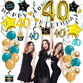 img 3 attached to 🎉 Тиркуазно-золотые украшения для 40-летия Birthday Party для женщин