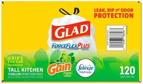 img 2 attached to Мешки для мусора Glad ForceFlexPlus на 13 галлонов с завязками для кухонных урн - 120 штук