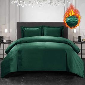 img 2 attached to Emerald Green Velvet Duvet Cover Queen Size Bedding Set with 2 Pillow Shams by HYBD