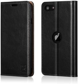 img 4 attached to 📱 Belemay Black Cowhide Genuine Leather Wallet Case for New iPhone SE 2020 [2nd Generation] - Slim Fit Folio with RFID Blocking, Card Holder, Kickstand, and Flip Cover for 4.7 inch iPhone SE 2020