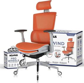 img 4 attached to 🪑 Nouhaus Ergonomic Office Chair with Footrest and Lumbar Support - Swivel Computer Chair, Rolling Desk Chair with Wheels, Mesh High Back Task Chair for Home Office or Gaming (Orange)