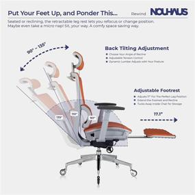 img 1 attached to 🪑 Nouhaus Ergonomic Office Chair with Footrest and Lumbar Support - Swivel Computer Chair, Rolling Desk Chair with Wheels, Mesh High Back Task Chair for Home Office or Gaming (Orange)