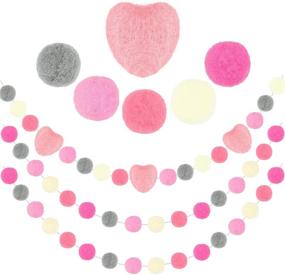 img 4 attached to ❤️ Tatuo 3-Piece Valentine's Day Wool Felt Ball Garland: Festive Pom Pom & Heart Hanging Decoration for Indoor and Outdoor Celebrations