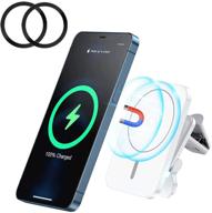 🔋 lewote magnetic wireless car charger: fast charging air vent phone holder for iphone 13/12 series (white) - includes 2pcs 3m sticker metal rings logo