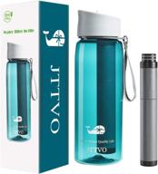 jttvo bpa-free plastic water bottle with filter straw - leakproof hydration and filtered 22oz water bottle for drinking, fitness, outdoor sports, and camping logo