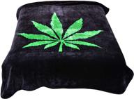 🌿 opium leaf blanket: 75x90 inches marijuana leaf throw, korean mink - warm & multipurpose for rv, travel, camping, hiking, cabin, tv, sleigh, bunk bed, sofa, and couch bed-cover logo