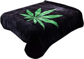 img 1 attached to 🌿 Opium Leaf Blanket: 75x90 Inches Marijuana Leaf Throw, Korean Mink - Warm & Multipurpose for RV, Travel, Camping, Hiking, Cabin, TV, Sleigh, Bunk Bed, Sofa, and Couch Bed-cover