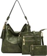 👜 stylish soperwillton large bucket shoulder bag: faux leather hobo with crossbody option - ladies 3pcs purse set logo