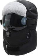 🧤 stay warm and protected: unisex waterproof trapper hat with detachable goggles for cold windy winter days логотип